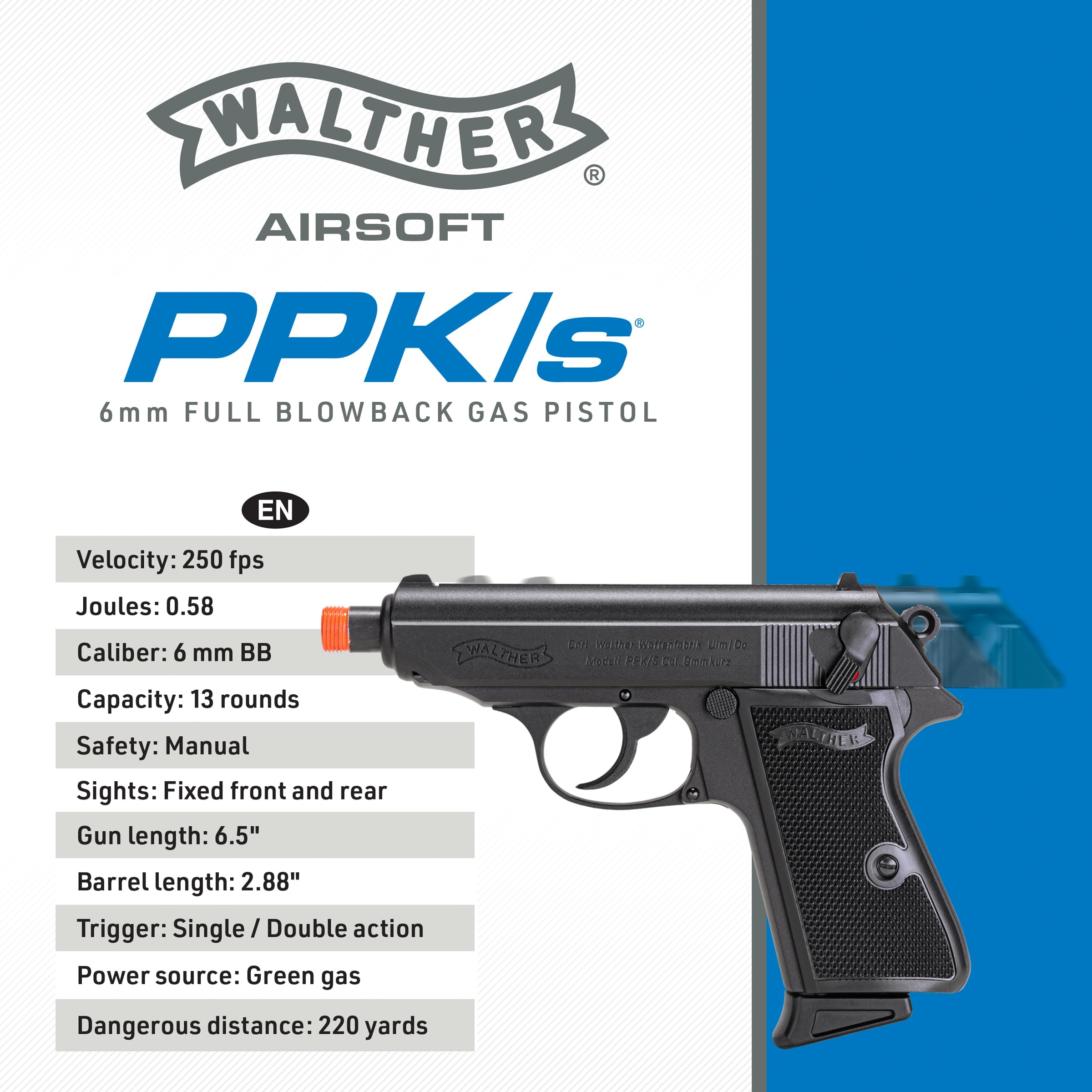 Amazon.com : Walther PPK/S GBB Blowback 6mm BB Pistol Airsoft Gun
